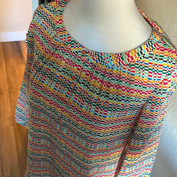 Abstract Rainbow Print 3/4 Sleeve Tunic Top, Banana Republic Size Extra Small - Picture 2 of 7